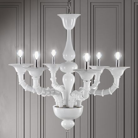 Candelabru din sticlă suflată venețiană realizat manual în stil clasic - Vanity Viadurini