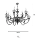 Candelabru clasic 12 lumini din sticlă italiană de lux lucrată manual - Salin Viadurini