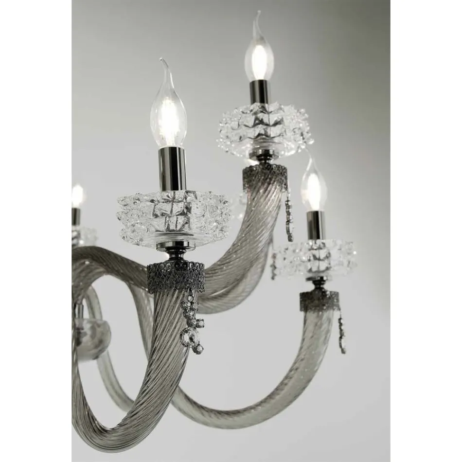 Candelabru clasic 12 lumini din sticlă italiană de lux lucrată manual - Salin Viadurini