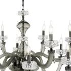 Candelabru clasic 12 lumini din sticlă italiană de lux lucrată manual - Salin Viadurini