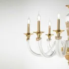 Candelabru clasic 12 lumini din sticla si cristale lucrate manual - Magrena Viadurini