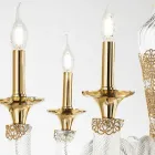 Candelabru clasic 12 lumini din sticla si cristale lucrate manual - Magrena Viadurini