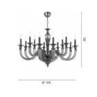 Candelabru clasic 12 lumini din sticla si cristale lucrate manual - Magrena Viadurini
