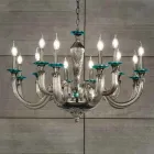 Candelabru clasic 12 lumini din sticla si cristale lucrate manual - Magrena Viadurini