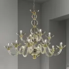 Candelabru clasic 12 lumini din sticla venetiana Made in Italy - Foscarino Viadurini