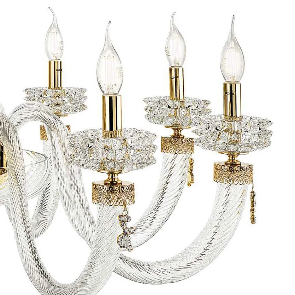 Candelabru clasic 18 lumini din sticlă italiană de lux lucrată manual - Salin Viadurini