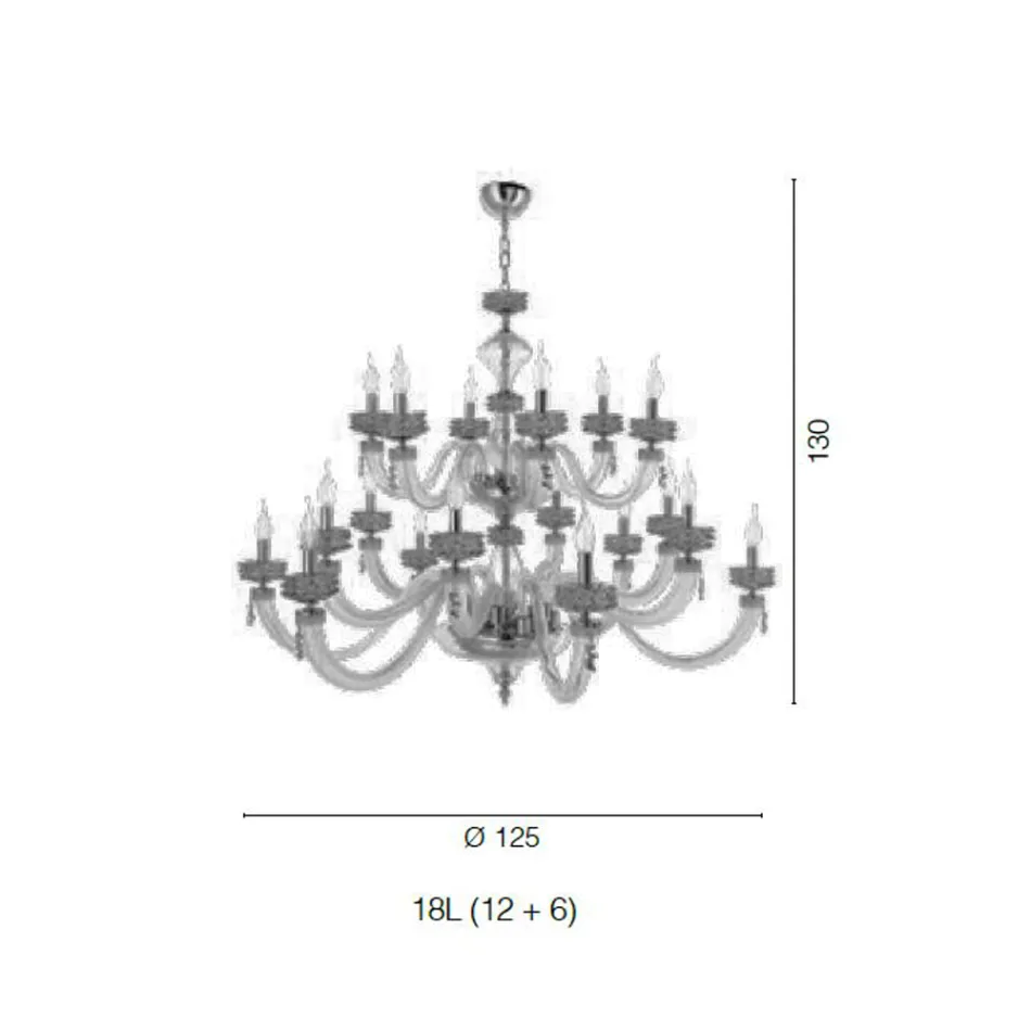 Candelabru clasic 18 lumini din sticlă italiană de lux lucrată manual - Salin Viadurini