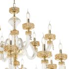 Candelabru clasic 18 lumini din sticlă italiană de lux lucrată manual - Salin Viadurini