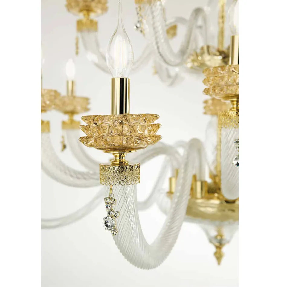 Candelabru clasic 18 lumini din sticlă italiană de lux lucrată manual - Salin Viadurini