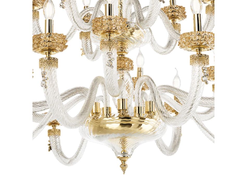 Candelabru clasic 18 lumini din sticlă italiană de lux lucrată manual - Salin Viadurini
