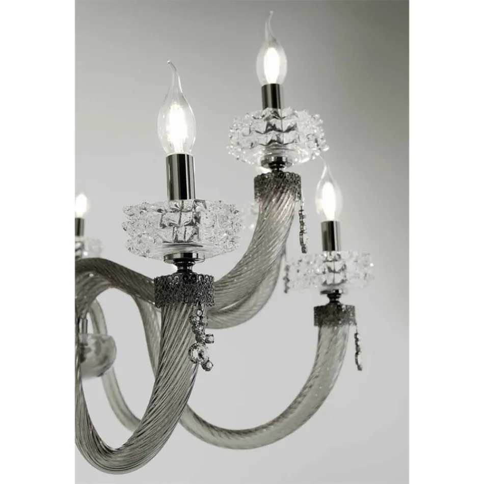 Candelabru clasic 18 lumini din sticlă italiană de lux lucrată manual - Salin Viadurini
