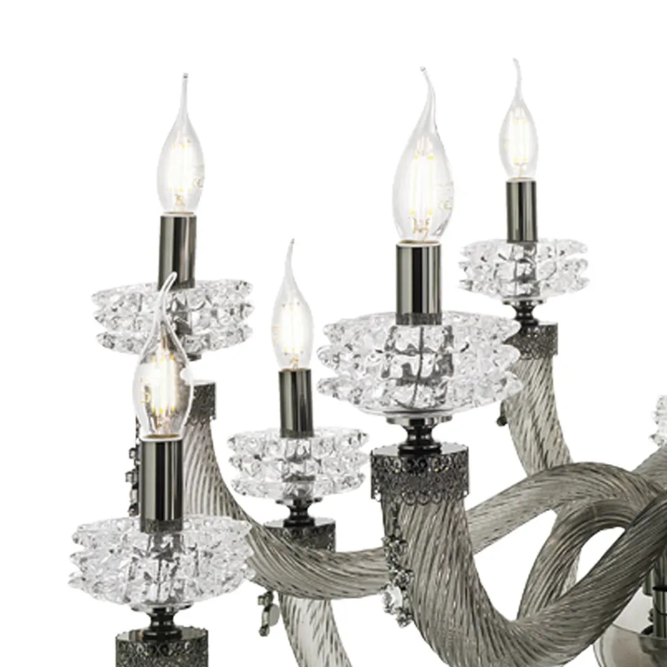 Candelabru clasic 18 lumini din sticlă italiană de lux lucrată manual - Salin Viadurini