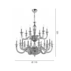 Candelabru clasic 18 lumini din sticla si cristale lucrate manual - Magrena Viadurini