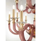 Candelabru clasic 18 lumini din sticla si cristale lucrate manual - Magrena Viadurini