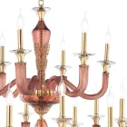 Candelabru clasic 18 lumini din sticla si cristale lucrate manual - Magrena Viadurini