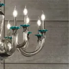 Candelabru clasic 18 lumini din sticla si cristale lucrate manual - Magrena Viadurini