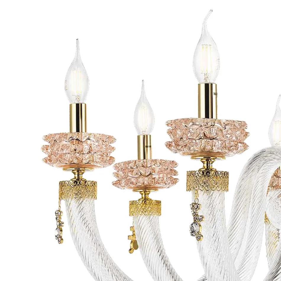 Candelabru clasic 30 de lumini din sticlă italiană de lux lucrată manual - salin Viadurini