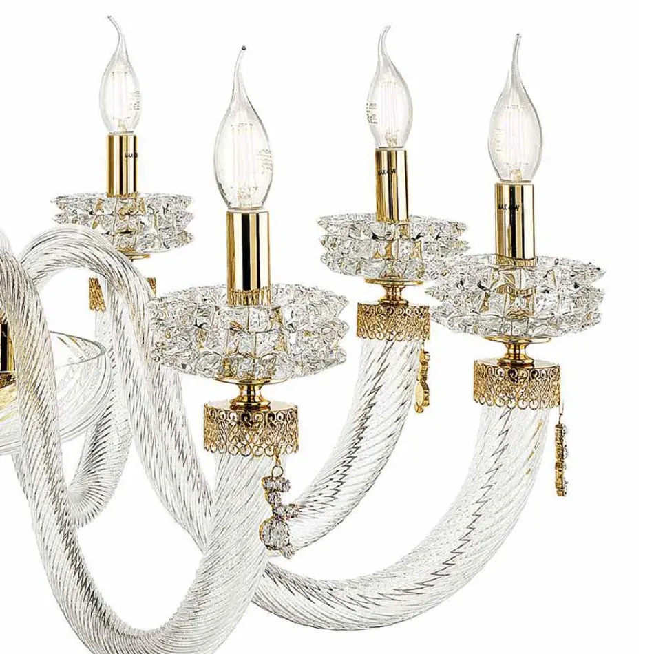 Candelabru clasic 30 de lumini din sticlă italiană de lux lucrată manual - salin Viadurini