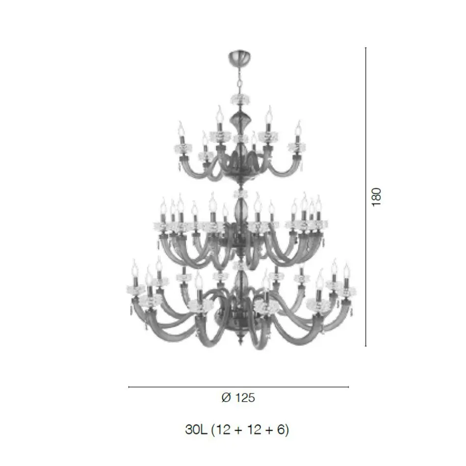 Candelabru clasic 30 de lumini din sticlă italiană de lux lucrată manual - salin Viadurini
