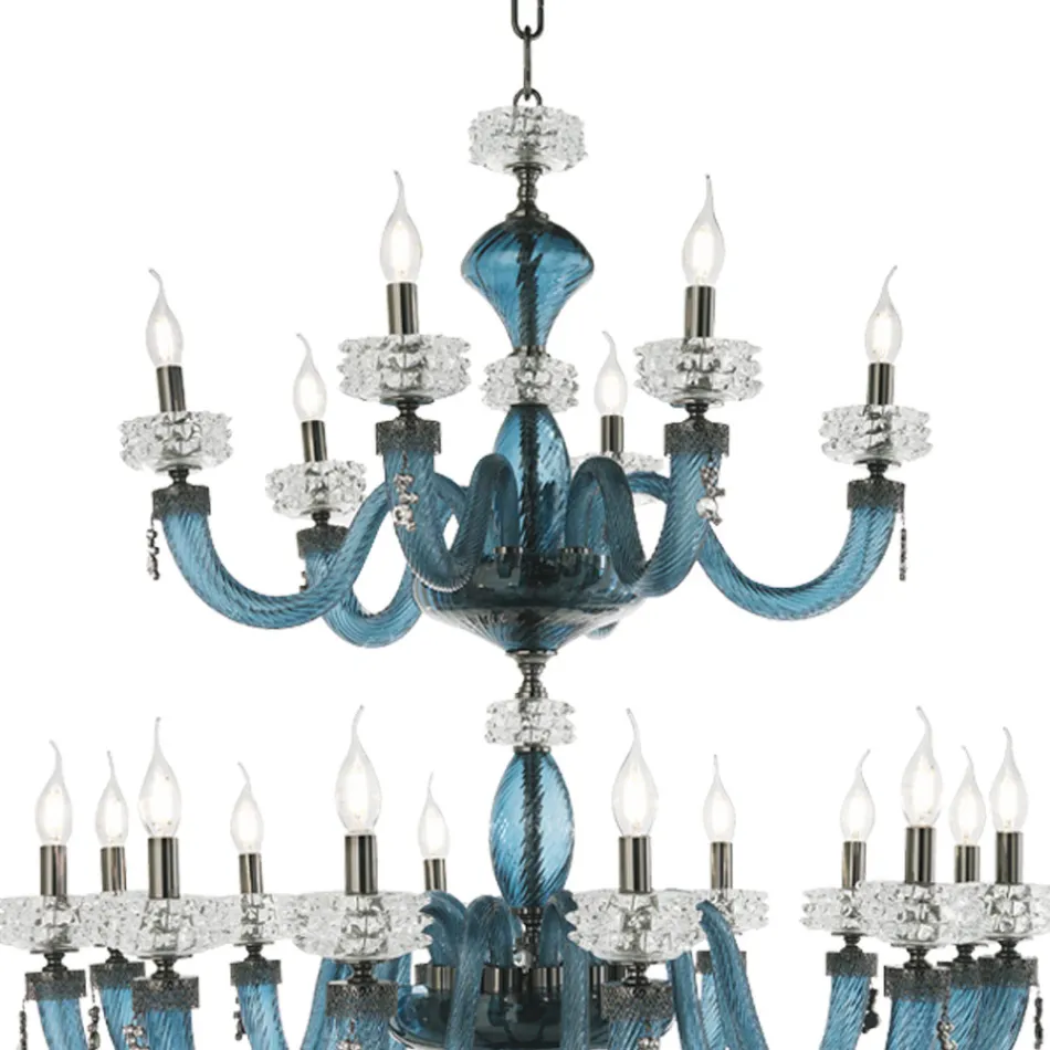 Candelabru clasic 30 de lumini din sticlă italiană de lux lucrată manual - salin Viadurini
