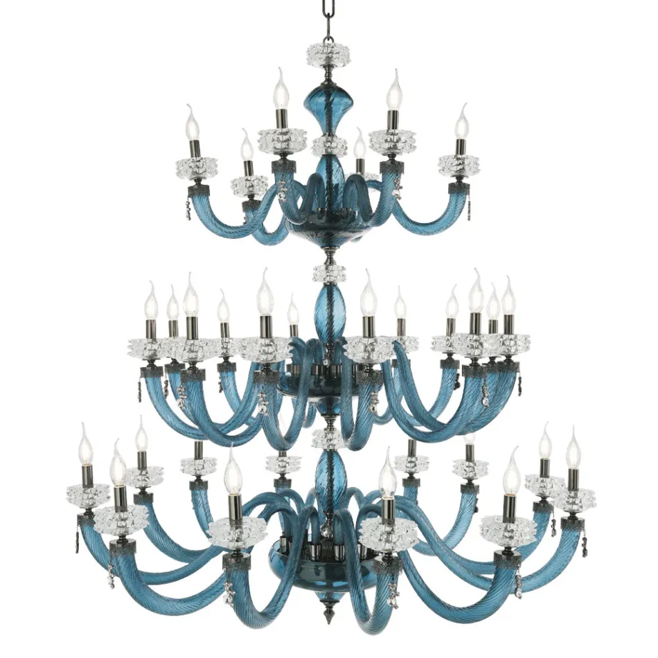 Candelabru clasic 30 de lumini din sticlă italiană de lux lucrată manual - salin Viadurini