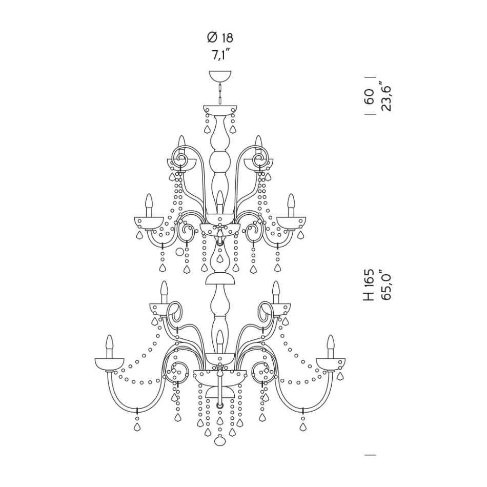 Candelabru clasic 36 de lumini din sticla de la Venetia Made in Italy - Florentin Viadurini