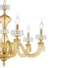 Candelabru clasic cu 6 lumini din sticlă italiană de lux lucrată manual - Salin Viadurini