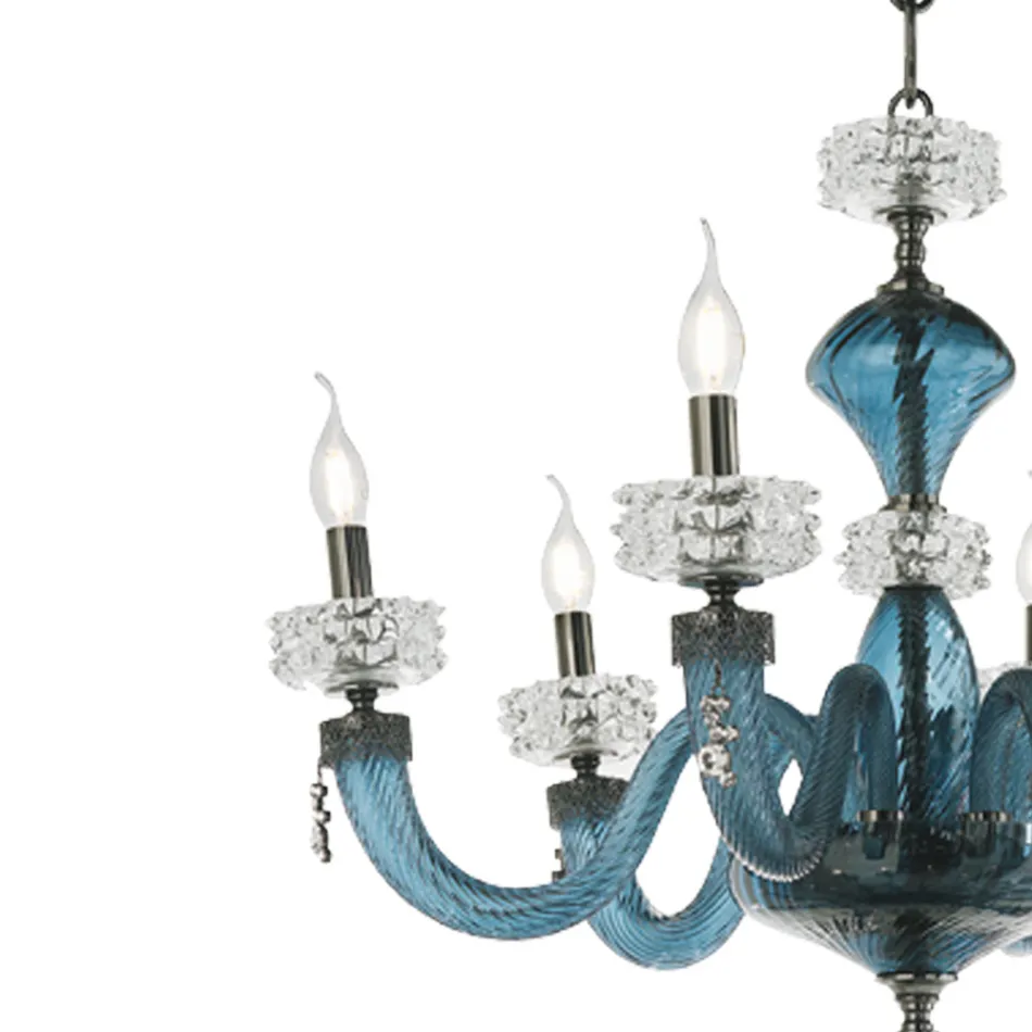 Candelabru clasic cu 6 lumini din sticla italiana de lux lucrata manual - Salin Viadurini