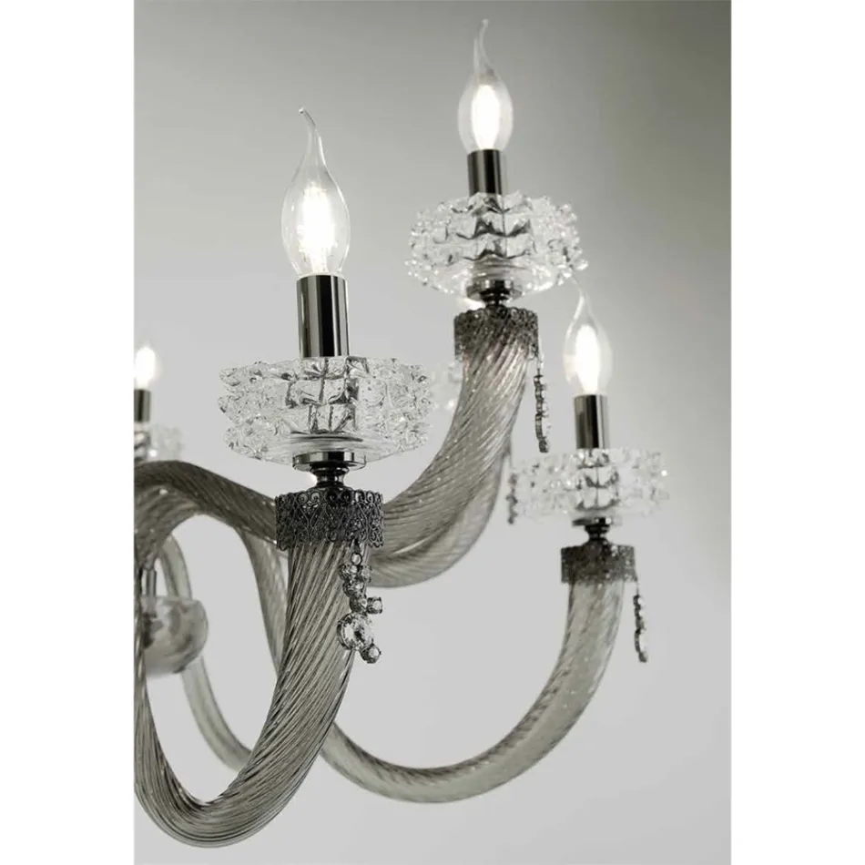 Candelabru clasic cu 6 lumini din sticlă italiană de lux lucrată manual - Salin Viadurini
