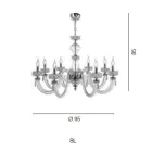 Candelabru clasic cu 8 lumini din sticla italiana de lux lucrata manual - salin Viadurini
