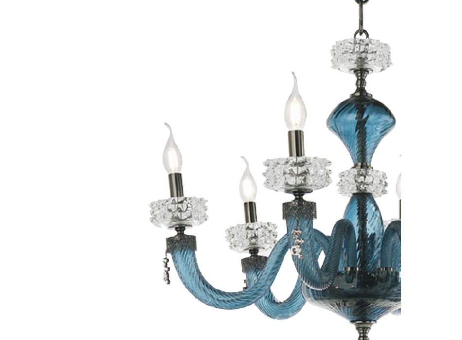 Candelabru clasic cu 8 lumini din sticlă italiană de lux lucrată manual - Salin Viadurini