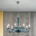 Candelabru clasic cu 8 lumini din sticlă și metal italian realizat manual - Oliver Viadurini