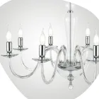 Candelabru clasic cu 8 lumini din sticlă și metal italian realizat manual - Oliver Viadurini