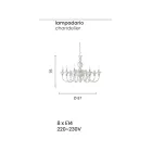 Candelabru din sticlă italian de lux realizat manual 8 lumini - Mindful Viadurini