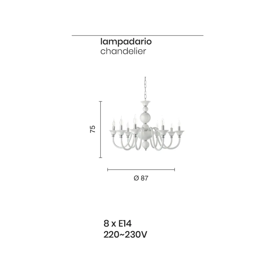 Candelabru din sticlă italian de lux realizat manual 8 lumini - Mindful Viadurini