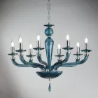 Candelabru clasic din sticlă și metal, realizat manual cu 8 lumini - Fievole Viadurini