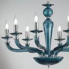 Candelabru clasic din sticlă și metal, realizat manual cu 8 lumini - Fievole Viadurini