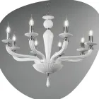 Candelabru clasic din sticlă și metal, realizat manual cu 8 lumini - Fievole Viadurini