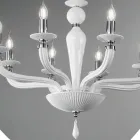 Candelabru clasic din sticlă și metal, realizat manual cu 8 lumini - Fievole Viadurini