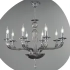 Candelabru clasic din sticlă și metal, realizat manual cu 8 lumini - Fievole Viadurini