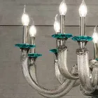 Candelabru clasic cu 8 lumini din sticlă și cristale artizanale - Magrena Viadurini