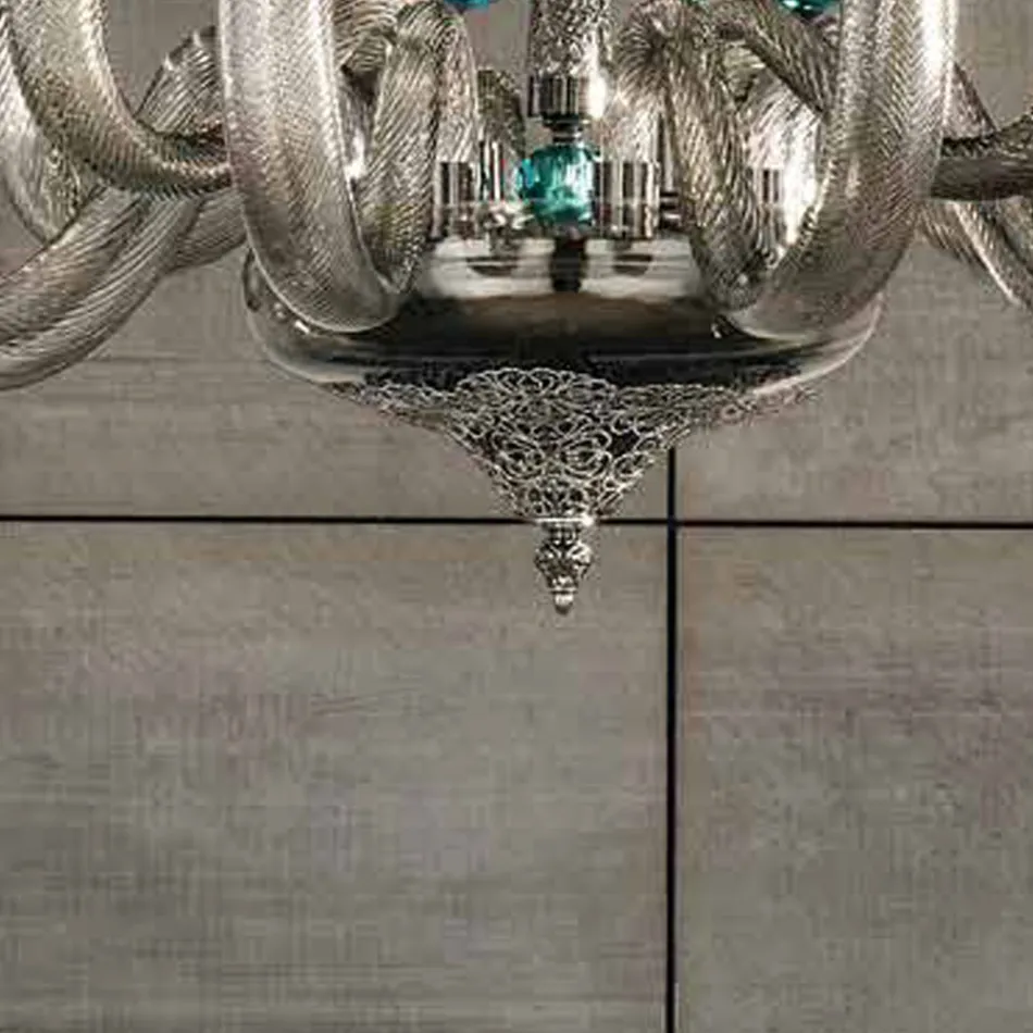 Candelabru clasic cu 8 lumini din sticlă și cristale artizanale - Magrena Viadurini