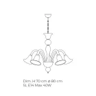 Candelabru clasic artizanal din sticlă venețiană albă suflată - Elsa Viadurini