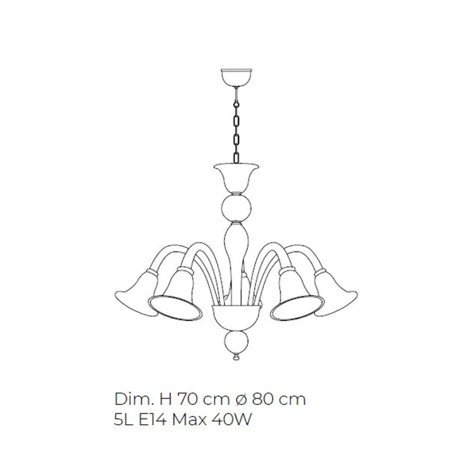 Candelabru clasic artizanal din sticlă venețiană albă suflată - Elsa Viadurini