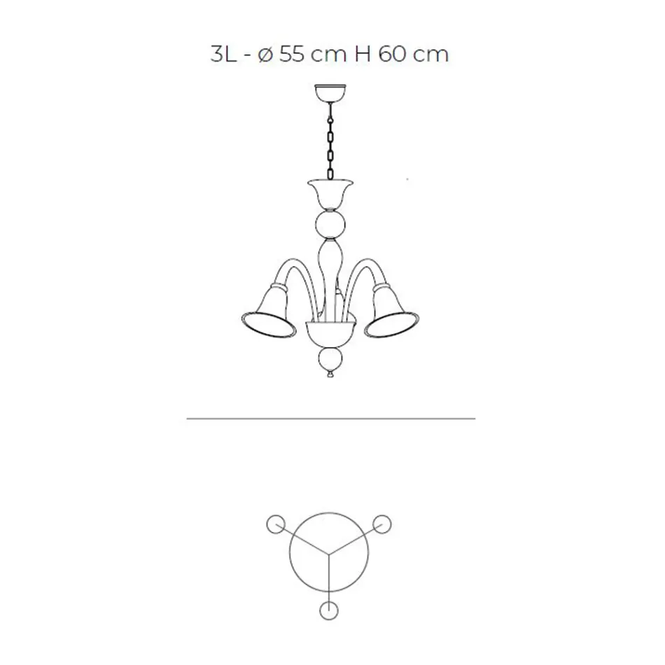 Candelabru clasic artizanal din sticlă venețiană albă suflată - Elsa Viadurini