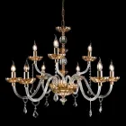 desgin clasic candelabru 9 lumini și fină de sticlă CRISallo Viadurini