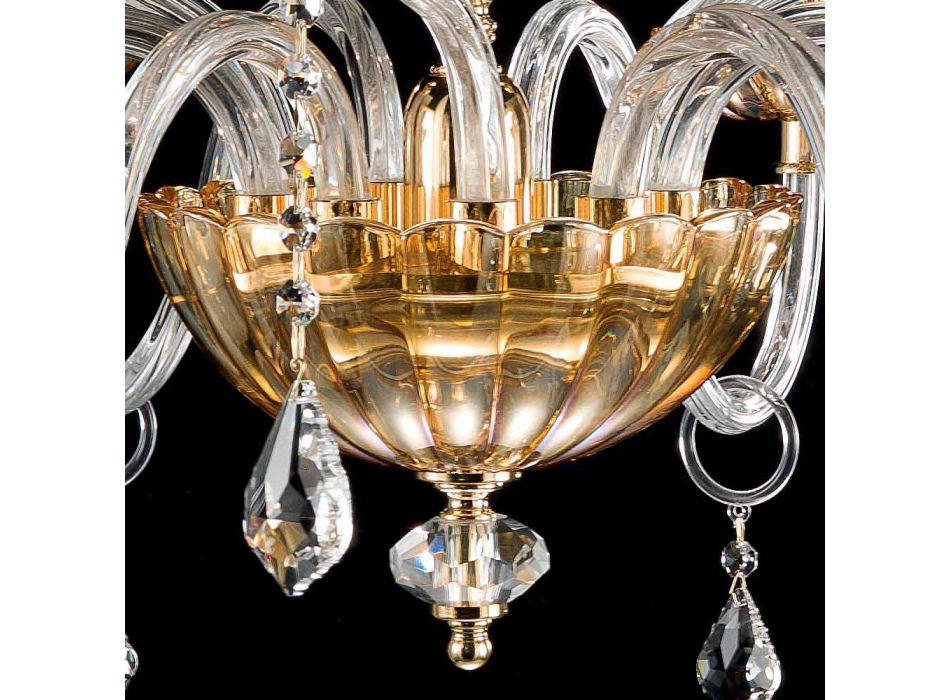 desgin clasic candelabru 9 lumini și fină de sticlă CRISallo Viadurini