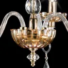 candelabru clasic în cristal și sticlă 3 lumini Belle, realizate în Italia Viadurini