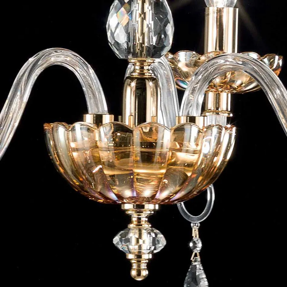 candelabru clasic în cristal și sticlă 3 lumini Belle, realizate în Italia Viadurini
