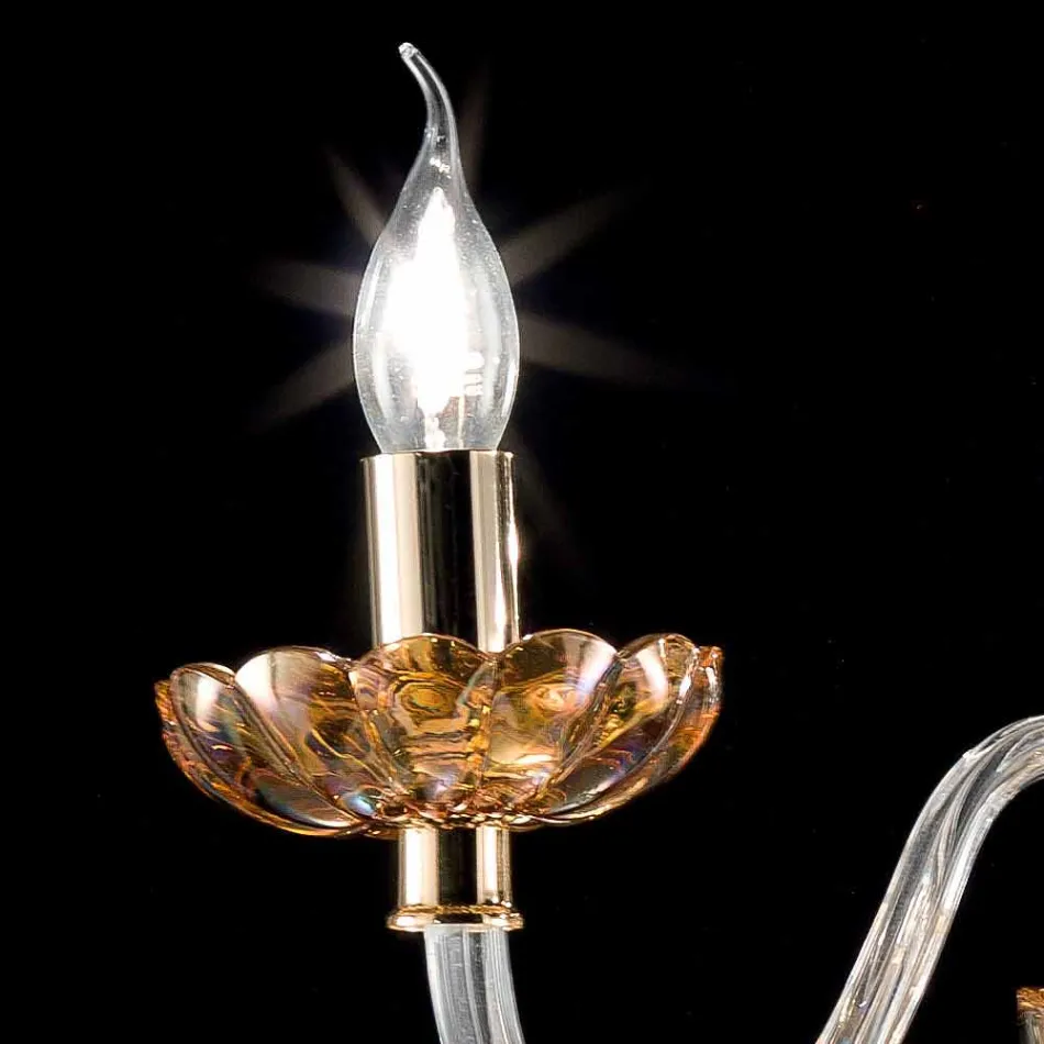 candelabru clasic în cristal și sticlă 3 lumini Belle, realizate în Italia Viadurini